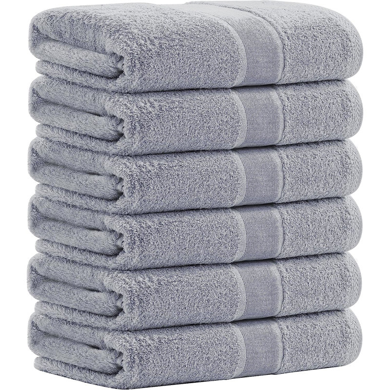 Ensemble de 6 serviettes de bain en mélange de coton Dylynn, Gris clair