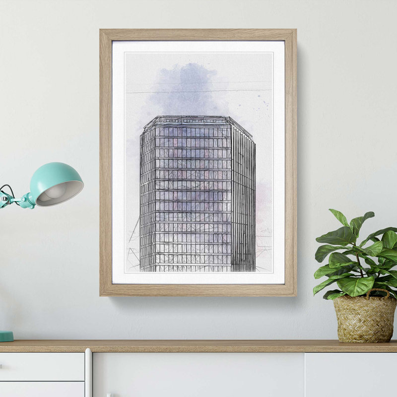 Sketching the Architecture Vol.7 - Picture Frame Drawing Print, 48cm H x 36cm W x 2cm D, Oak Framed