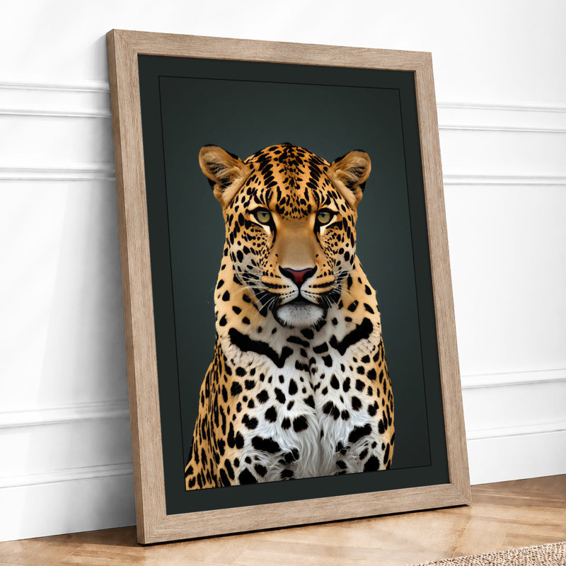 Leopard Portrait Modern - Print, Oak, A4 - 29.7 x 21.0 cm