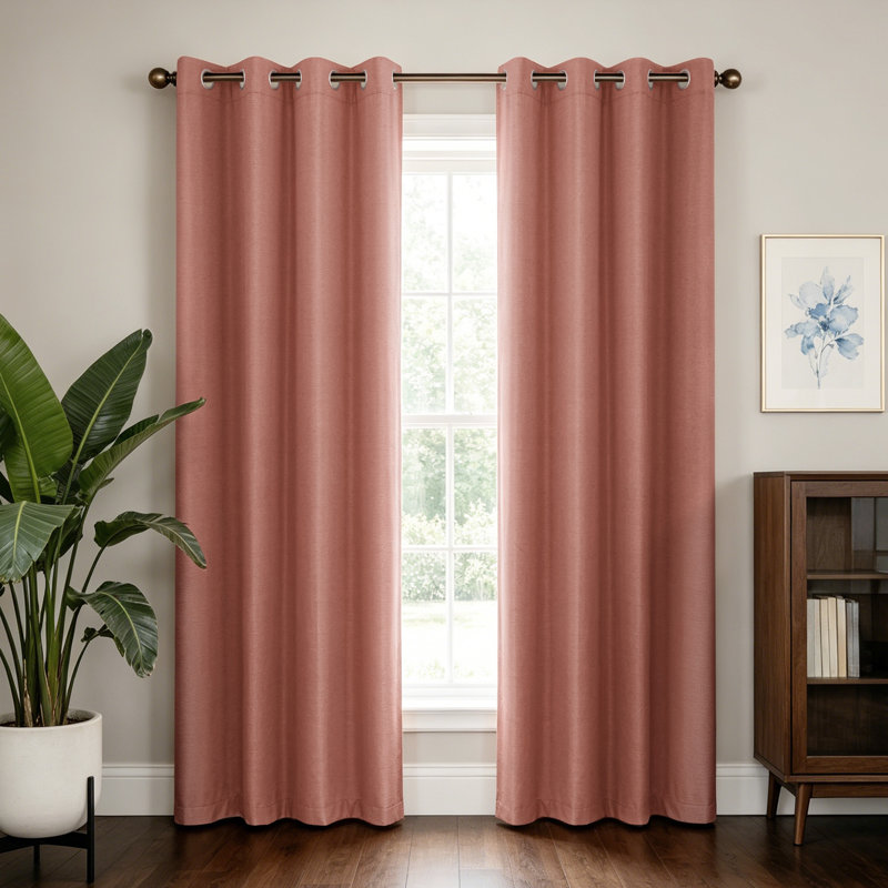 Brushed Cotton Feel 100% Blackout Grommet Curtain Pair(2 Panels), 52" W x 108" L, Clay