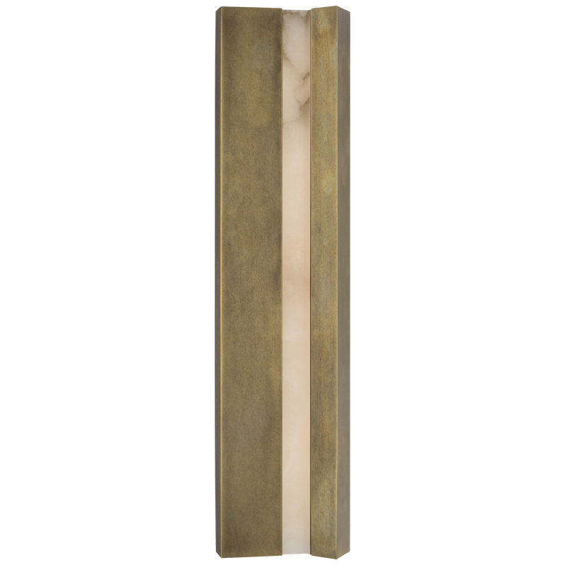Anne-Marie Barton Austera 32" Sconce with Alabaster, Mottled Brass, 32" H x 8" W x 3.25" D
