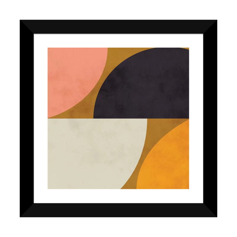 «Geometric Art III» par Ana Rut Bré - impression d'art graphique, H 24 po x l 24 po x p 1 po, Papier encadré noir, Blanc