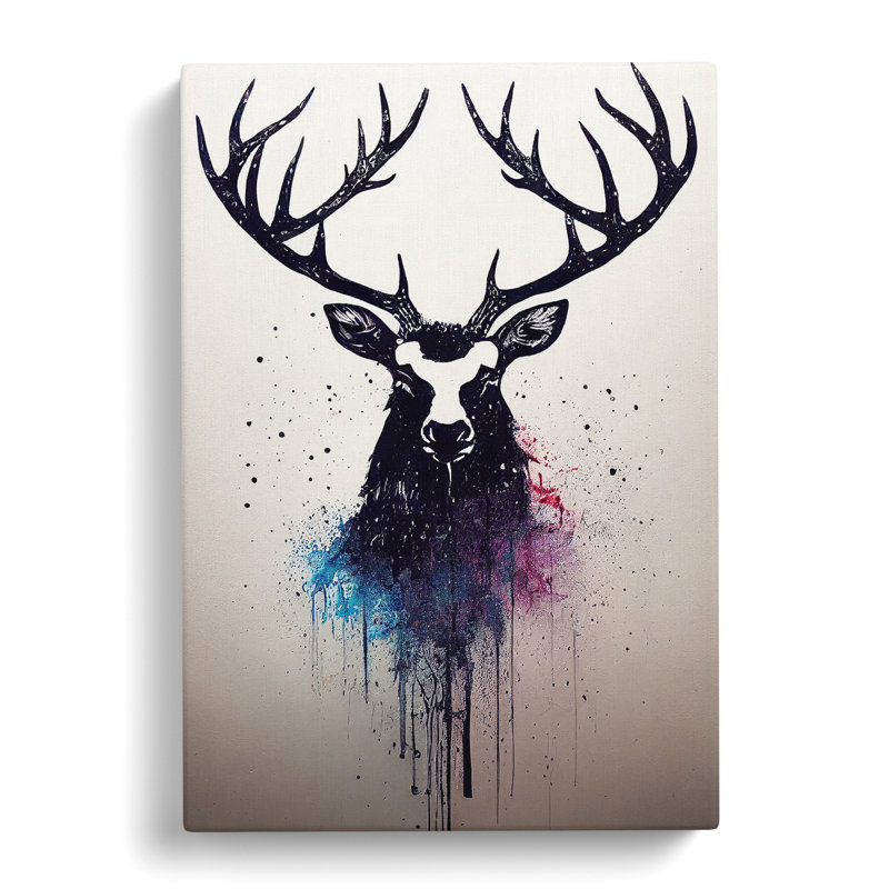 Stag Graffiti No.1 - Wrapped Canvas, 60cm H x 40cm W x 3cm D