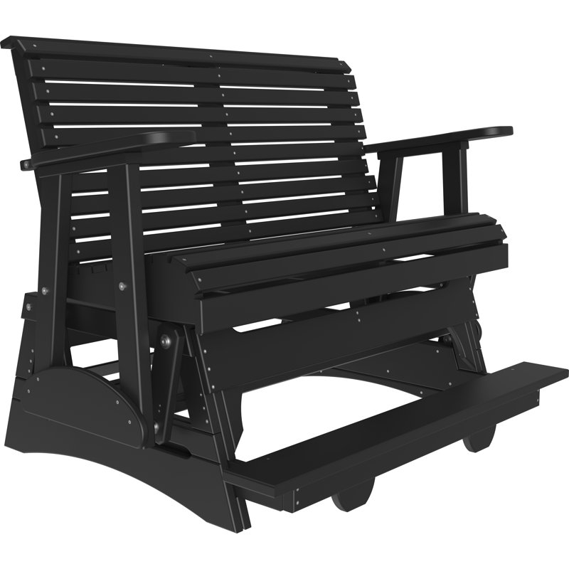Banc d'extérieur coulissant en polywood, Noir