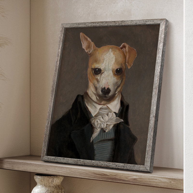 Refined Fido Framed Print - Solid Wood, 30" H x 24" W