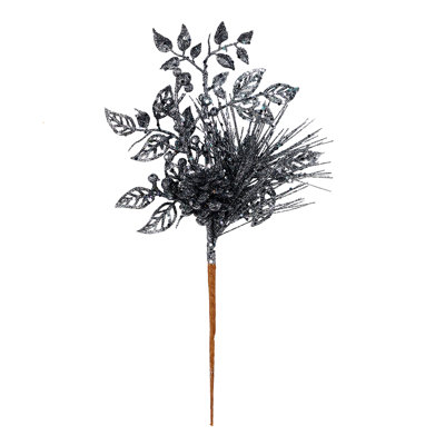 Vickerman Pinecone Glitter Leaf Artificial Christm 10'' Pick