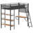 William Matte Black 3-shelf Twin Loft Bed