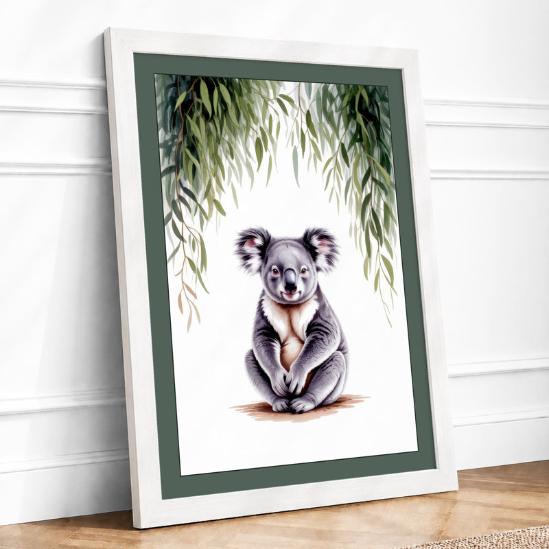Contemplative Koala Boho - Framed Print, A2 - 59.4 x 42.0 cm, White