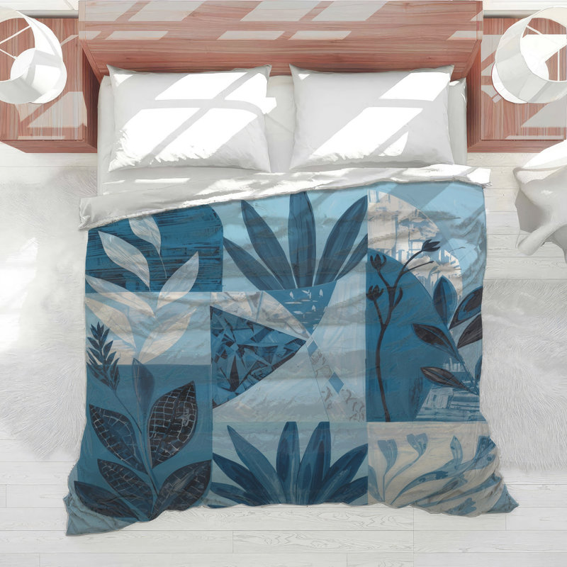 Blue Botanical Collage Comforter, Twin