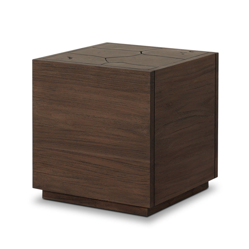 Ridge Outdoor Square End Table-Stained Saddle Brown