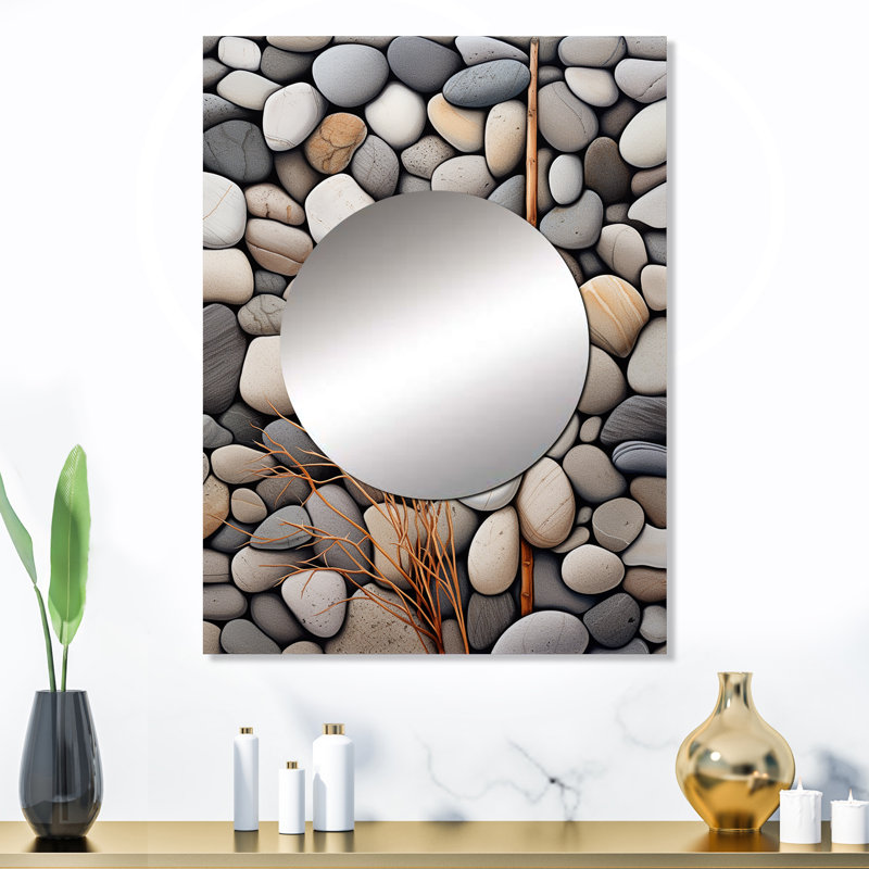 Zaleth Beach Photo Harmonious Balance II - miroir mural de plage unique, miroir gris, impression d'art en métal