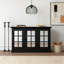 Buffet de rangement à 3 miroirs en acrylique de 45 po de largeur - Armoire en MDF et stratifié décoratif avec tablettes réglables pour les espaces de vie, de salle à manger et de cuisine-2146909154-2146909156