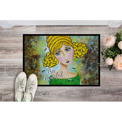 Tapis d'extérieur Farit Bee Grateful Girl with Beehive