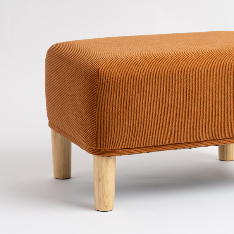 Cord Foot Stool, Tan, Natural Wood