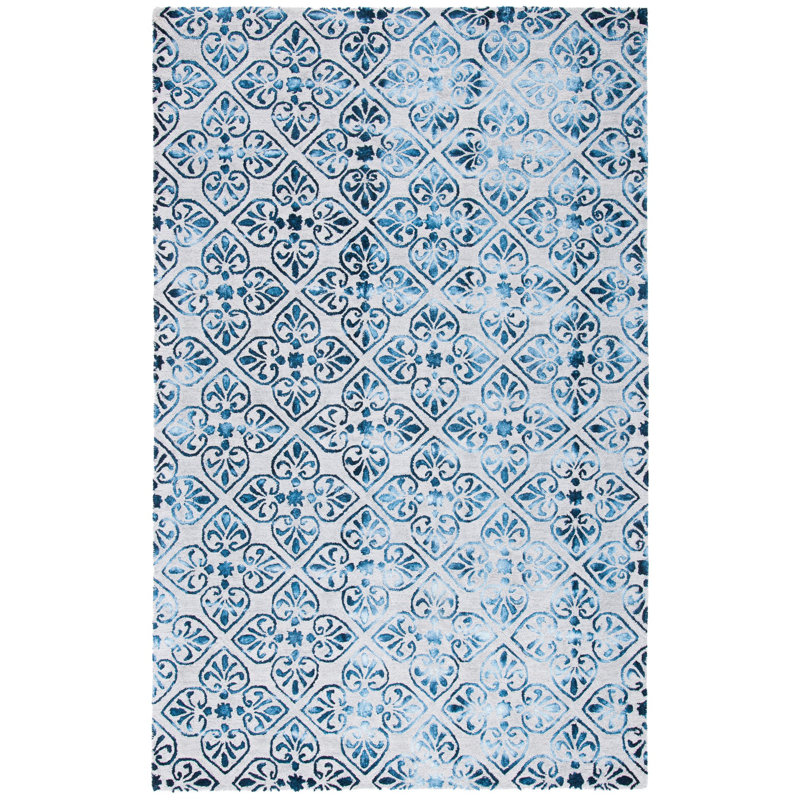 Oakton Hand Tufted Wool Floral Rug, Rectangle 5' x 8'