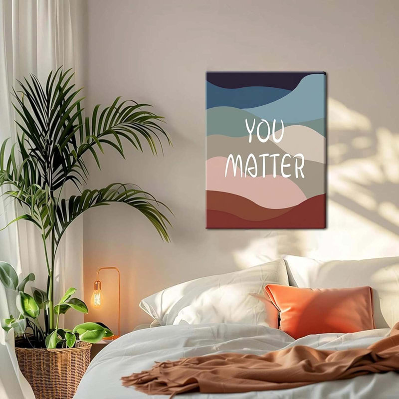 You Matter Canvas Wall Art – Framed Inspirational Positive Affirmation Wall Decor, Motivational Painting Artwork Prints For Bedroom, Home Office, Or Meditation Room –