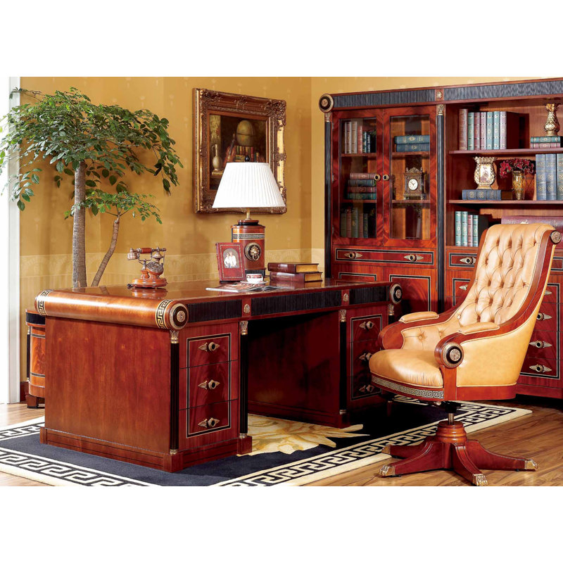 Solid Wood Top Executive Desk, 31.1" H x 76.8" W x 39.4" D