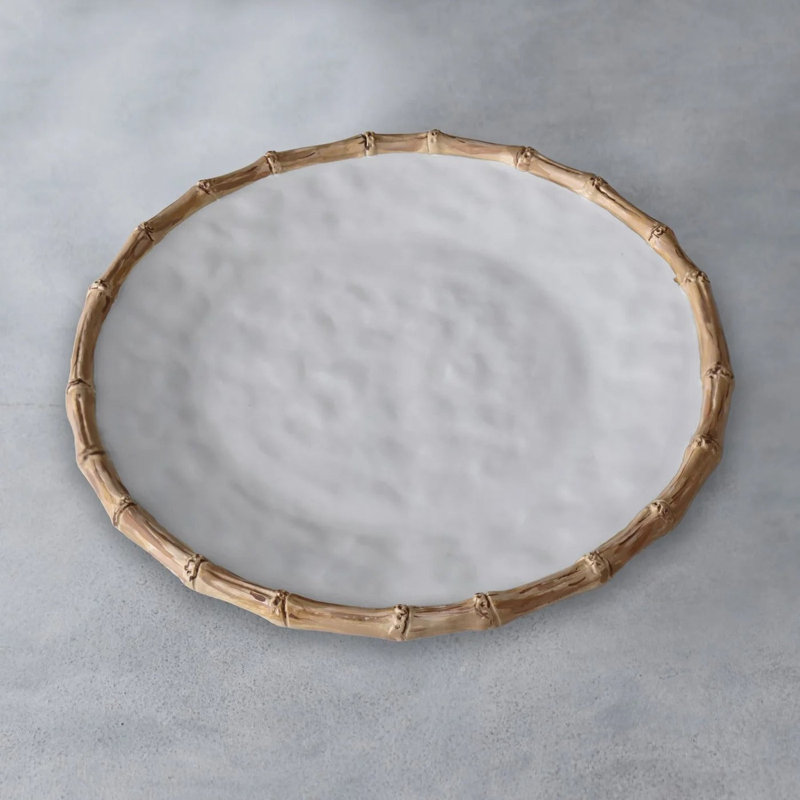 Vida Melamine Platter, White/Natural