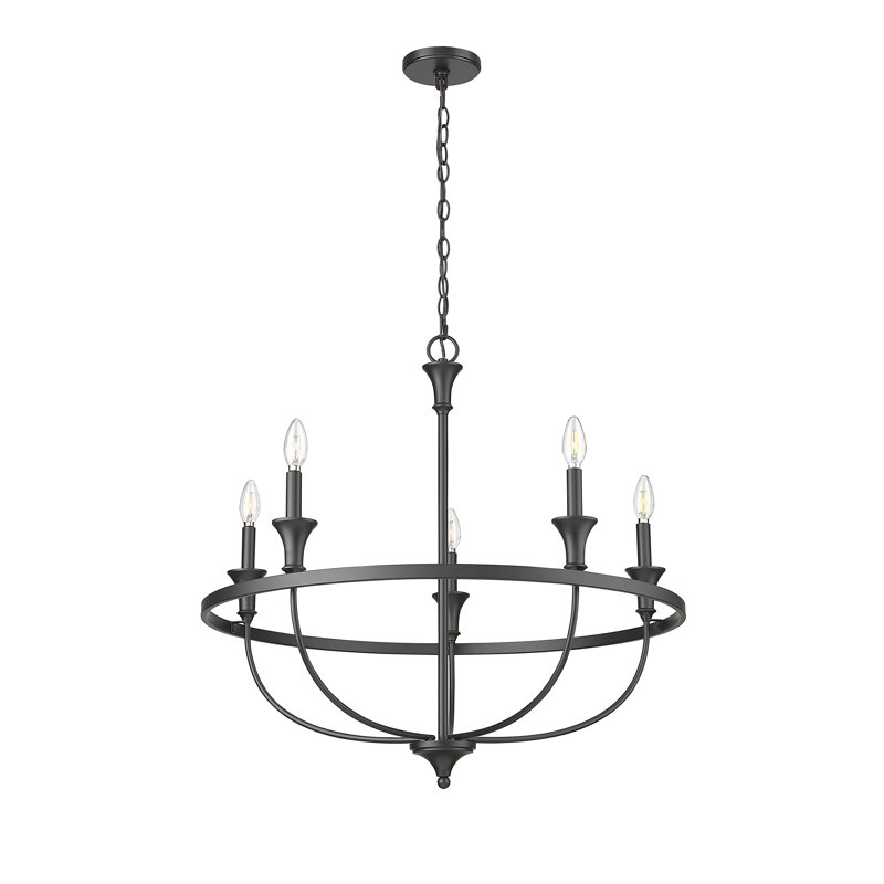 Emery 5 - Light 29.1" Wide Dimmable Classic / Traditional Chandelier, Matte Black