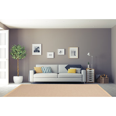 Tapis berbère beige clair fait à la main avec bordure en coton Aahna