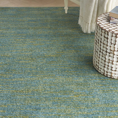 Mullican Sandy Solid Blue/Green Easy Care Indoor/Outdoor Area Rug