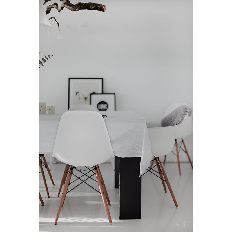 Eiffel Dining Chair With Natural Base, White