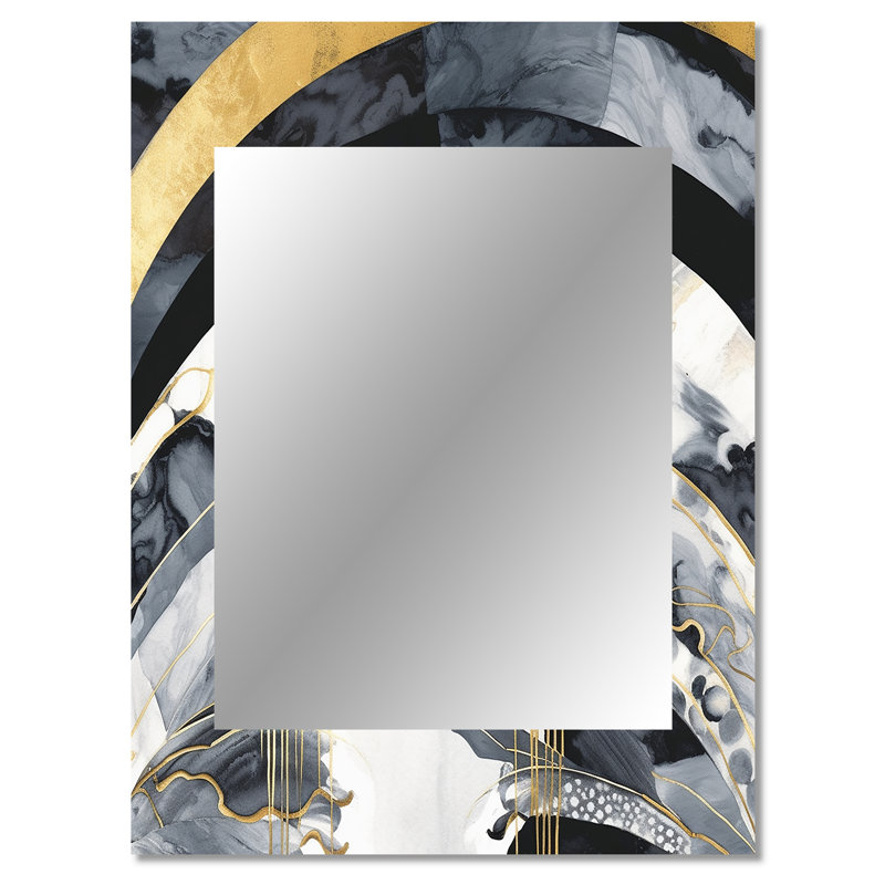 Marbre, peinture texturée II - miroir en marbre, miroir mural doré unique, impression d'art en métal, 40 po x 30 po