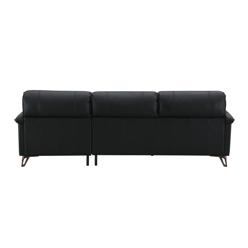 Canapé moderne Eilene, cuir fleur noir LV03700