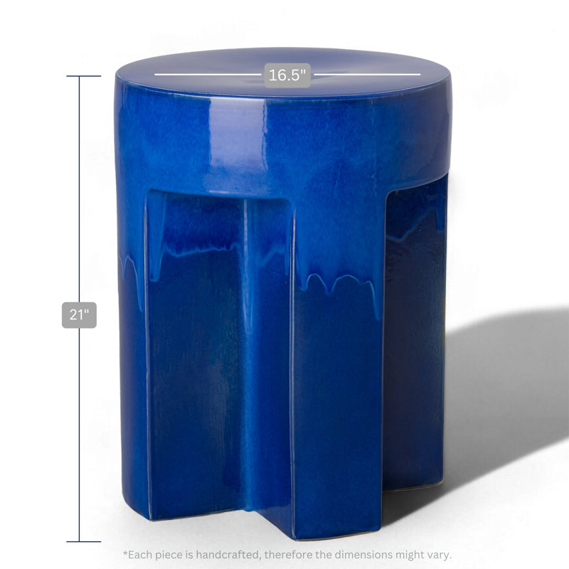 Ceramic Accent Stool, Blue