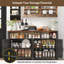 Buffet 55 po à 4 portes avec 4 portes, armoire de rangement pour la ferme avec tablettes réglables, armoire en bois et table basse pour la salle à manger, entrée, noir-123013938