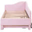 Lit de jour simple rembourré rose avec lit gigogne pour une disposition flexible des invités - Lit gigogne extensible de taille L, idéal