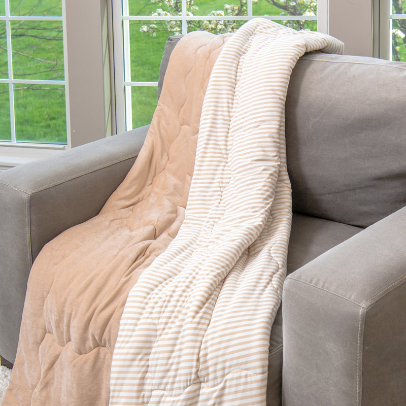 Jeté rafraîchissant HGTV Nomadic Desert Stripe 50 x 70 pouces, Tanné, L 70 po x l 50 po