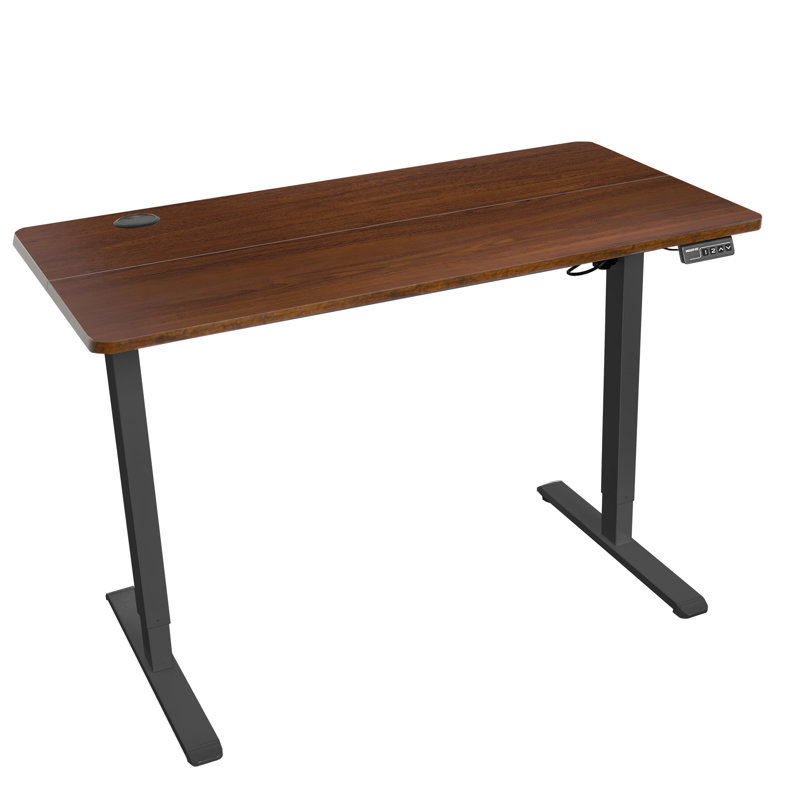 Bureau électrique debout avec plateau de table, Brun, H 46,5 po x l 39,4 po x P 23,6 po, Noir
