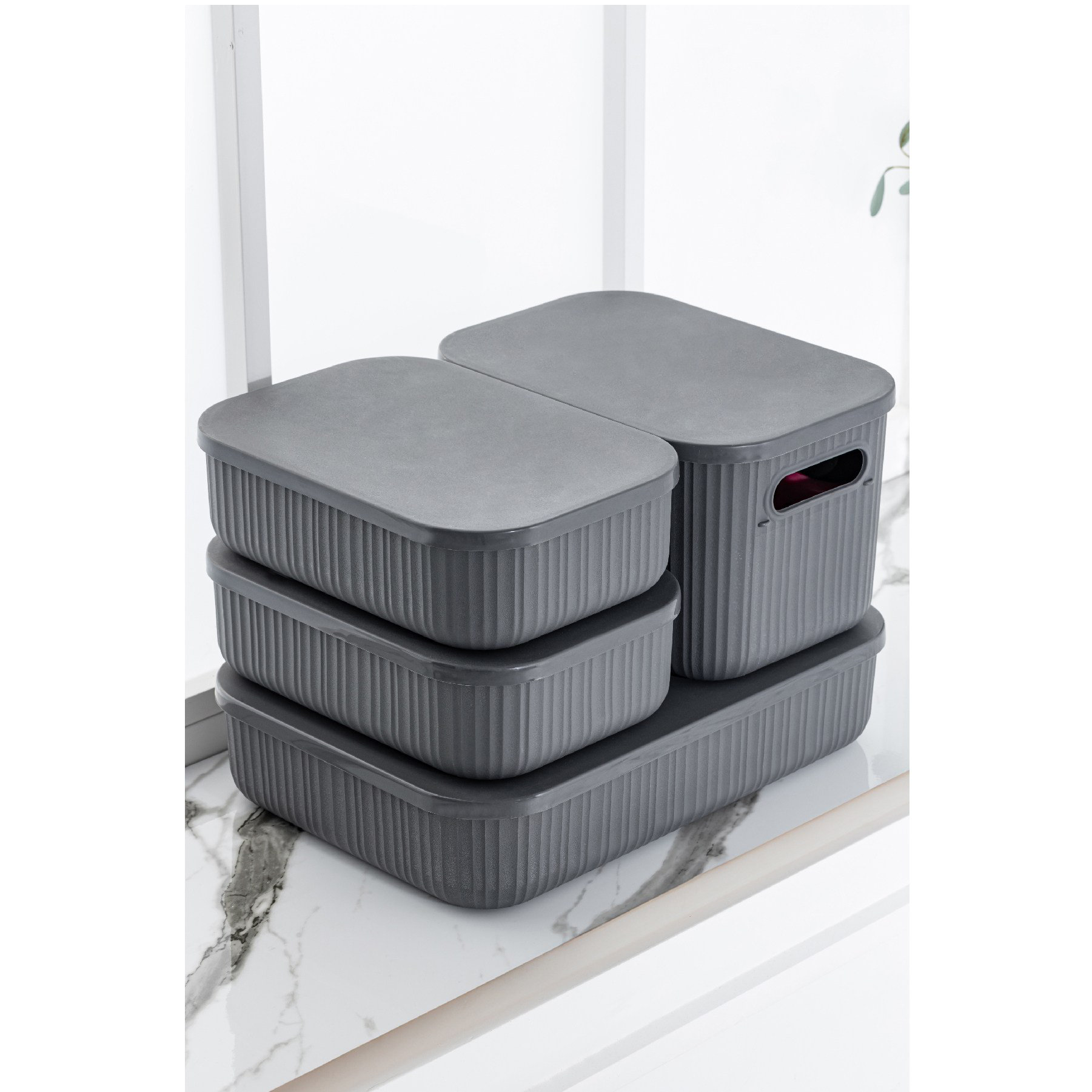 Corrigan Studio® Coastal Ribbed Vanity Storage Bin Set (4-Piece ...