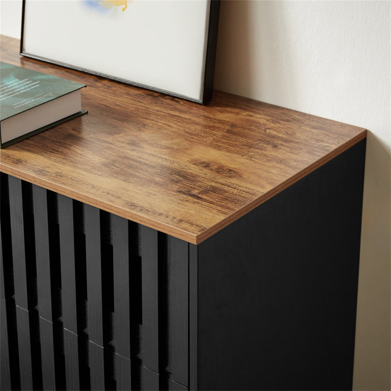 Commode double 6 tiroirs avec grille rayée