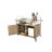Outdoor Bar Table, Wicker Bar Cart with Cabinet, Patio Serving Cart with steel Top, with one ice bucket,Lockable Wheels-111159928-111159929
