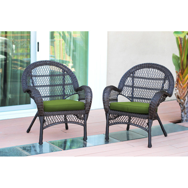 Maltby Wicker Outdoor Lounge Chair, Espresso, Hunter Green