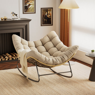 Nechuma Upholstered Rocking Accent Chair, Oversize Papasan Chair by Latitude Run