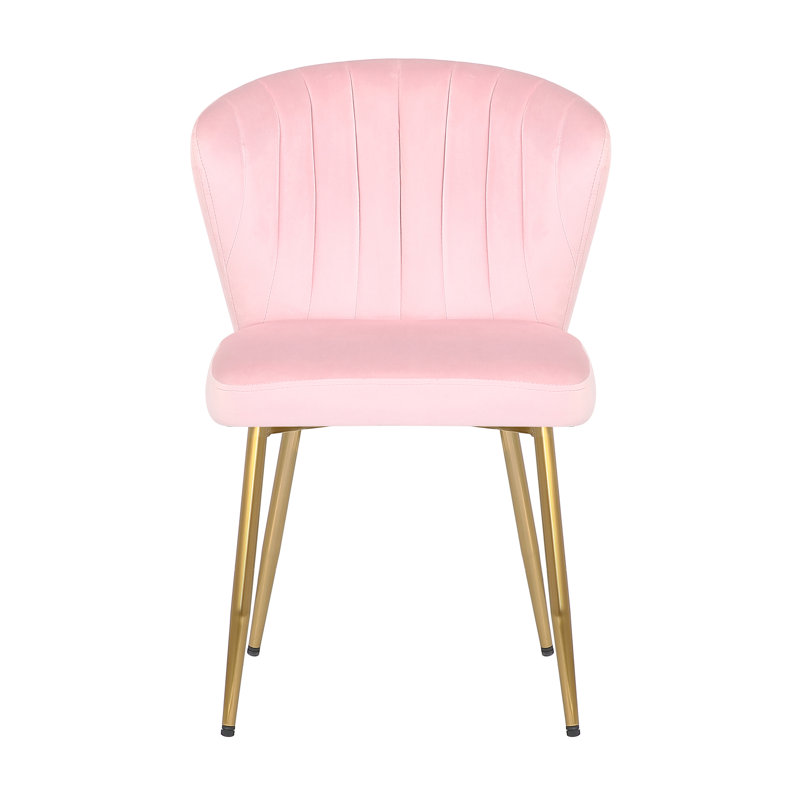 Yokley 50cm H Velvet Upholstered Side Chair, Pink