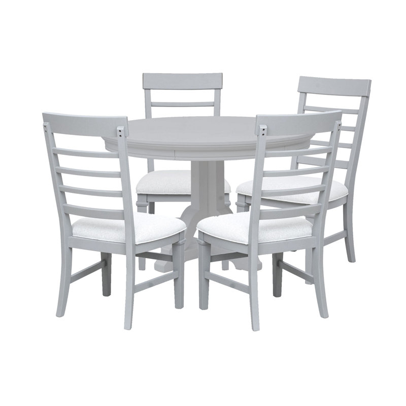 Table de salle à manger extensible grise 48 po avec 4 chaises d'appoint, Gris, 5 pièces: table, 4 chaises