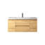 Meuble-lavabo mural simple 48 po avec plateau en pierre blanc brillant et 2 tiroirs A.Oak Modern-556074375