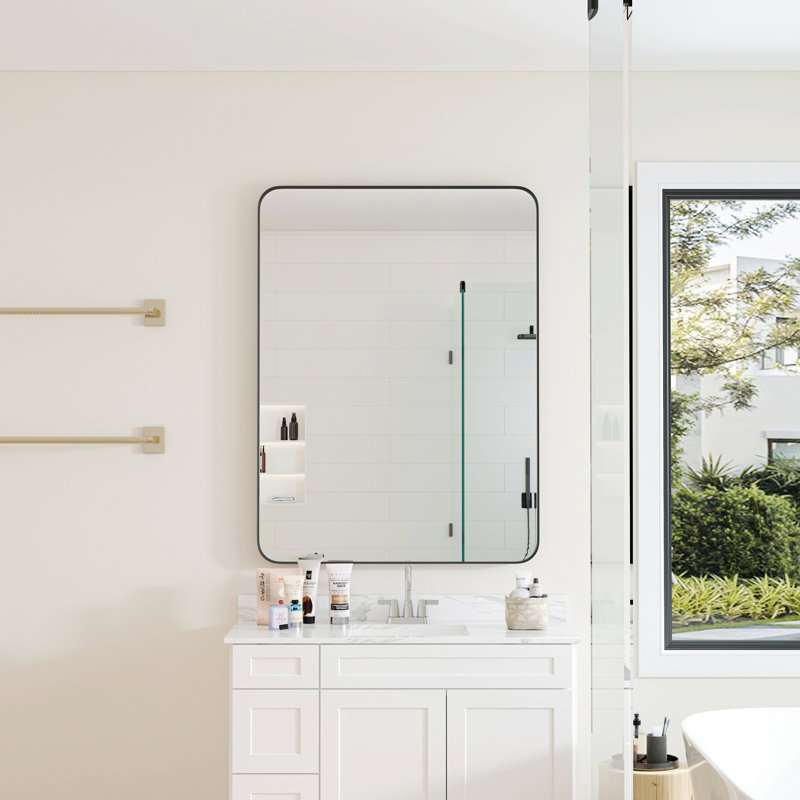 Miroir mural, miroir rectangulaire, miroir de meuble-lavabo à cadre en métal pour salle de bain, salon, chambre à coucher