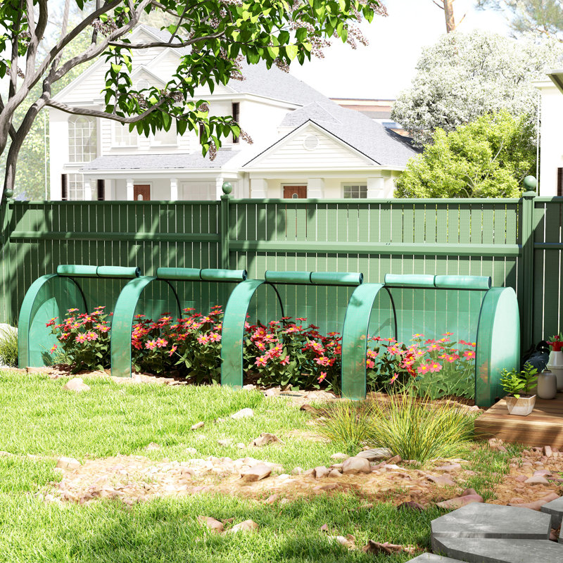 Outsunny PE Tunnel Greenhouse with Steel Frame 395 x 100 x 80cm Green