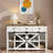 Sideboard Buffet Cabinet With Sliding Barn Door, 3 Drawers, Adjustable Shelves, Metal Mesh And Aluminum Handles-350688350