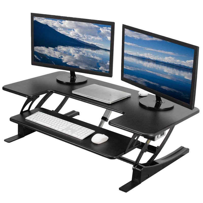 Convertisseur de bureau électrique debout 42 "VIVO (série DESK-V000VLE), Noir