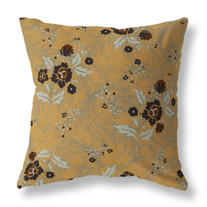 Meadow Strokes Floral Reversible Throw Pillow, 18"H x 18"W, Brown/Orange