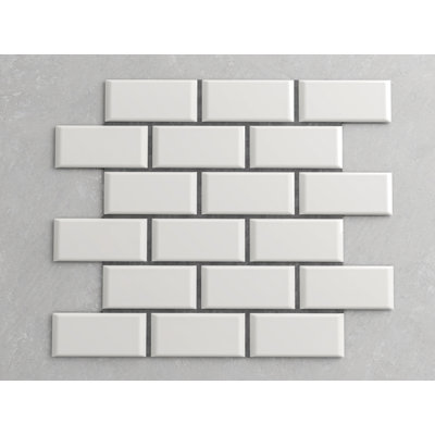 Carreau de mosaïque en porcelaine neige blanche brillante 2 x 4 T-Brick 12 x 12 - dosseret de cuisine et carrelage mural de salle de bain (ensemble de 20)