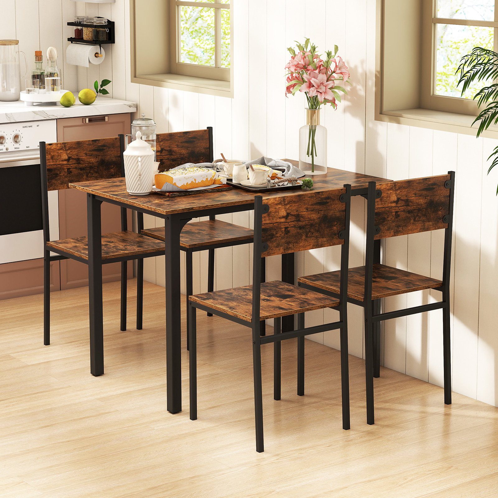 17 Stories 5Pcs Modern Kitchen Dining Room Furniture Dining Table Set — free download