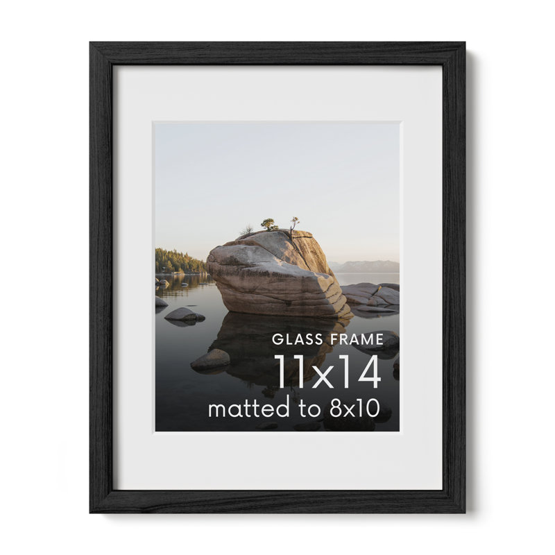 Cadre photo en bois massif avec verre, Noir, L 11 po x H 14 po