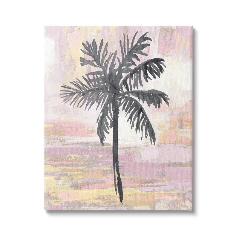 " Pastel Pink Palm Tree Tropical Abstract Design " by Kristen Dew, Wrapped Canvas, 16" W x 20" H